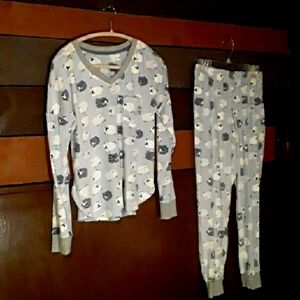 Cuddl  Duds Small Grey Pajama Set Sheep Super Comfy And Adorable